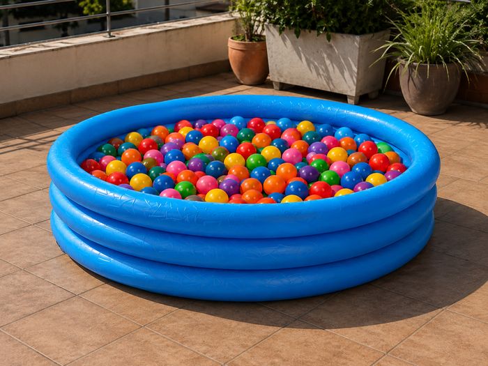 Piscina inflable redonda con pelotas de colores
